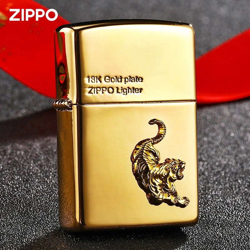 ZIPPO/之宝打火机正品18K镀金贴章生肖虎 之宝虎年限定送男士DYJ1