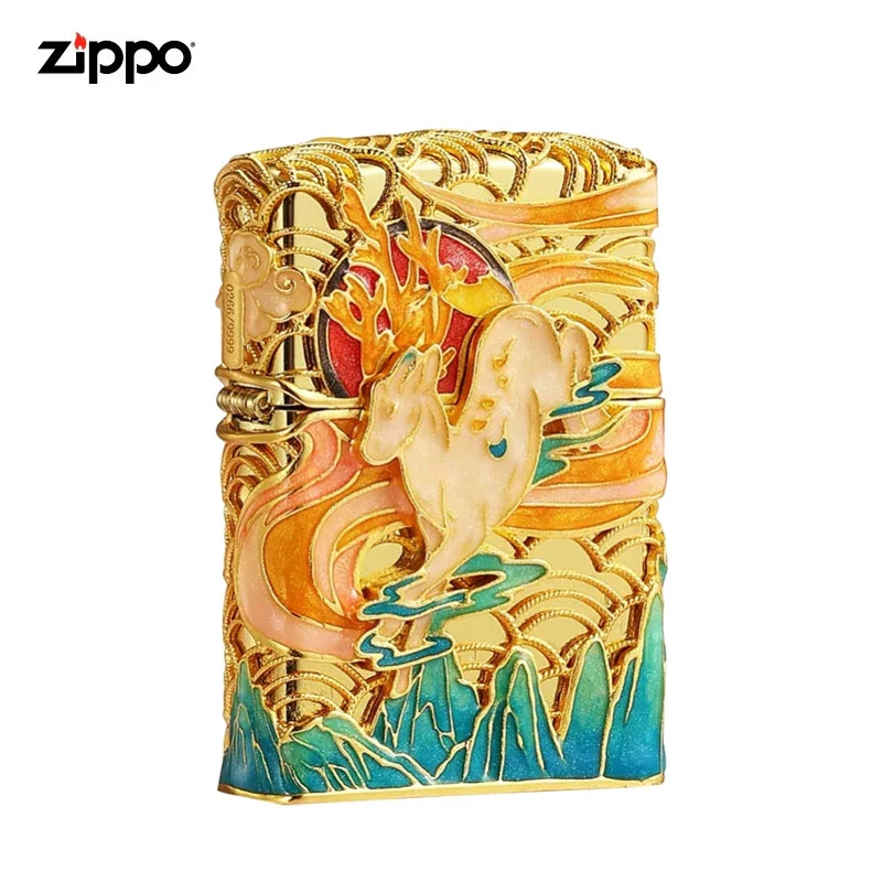 ZIPPO/之宝打火机原装正品夜光花丝珐琅一鹿有你男士送礼收藏DYJ1