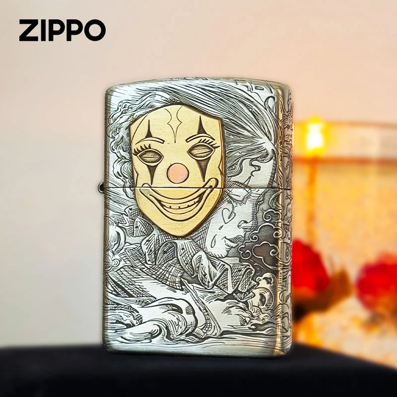 ZIPPO/之宝打火机正版S925银面具人生煤油防风正品火机送男士DYJ1