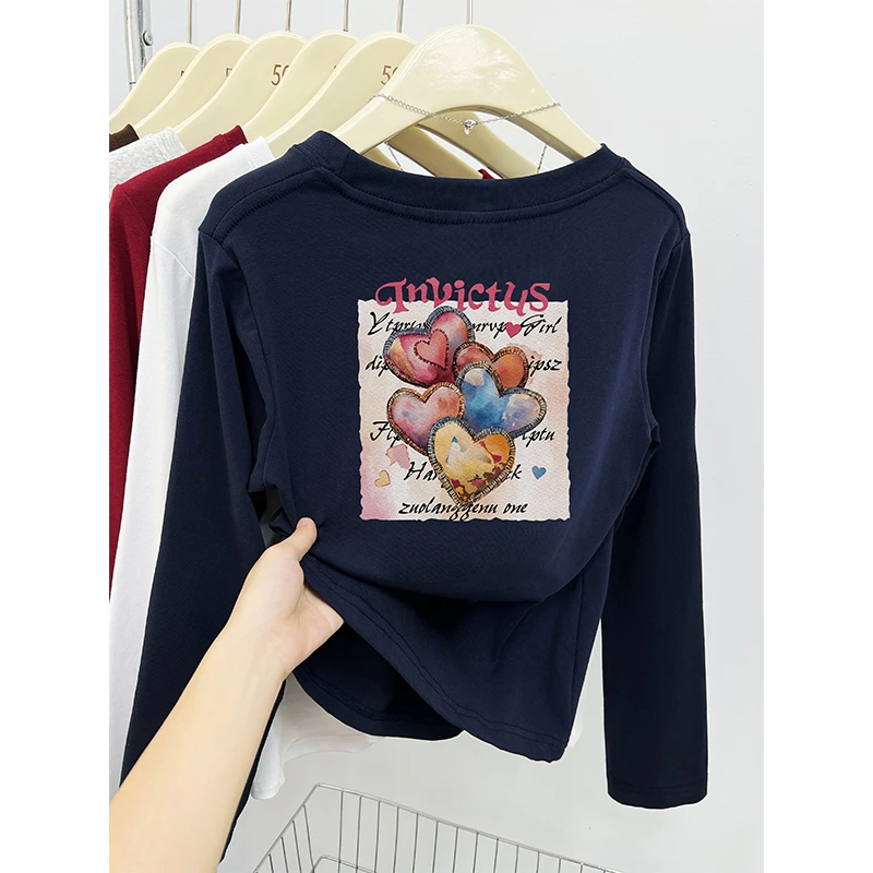 韩版正肩打底衫秋冬季女装设计感时尚百搭圆领长袖T恤保暖上衣潮