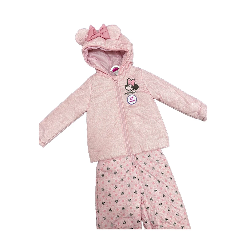 迪家乐园系列米妮薄棉滑雪服两件套儿童时尚宝宝连帽加绒加厚保暖