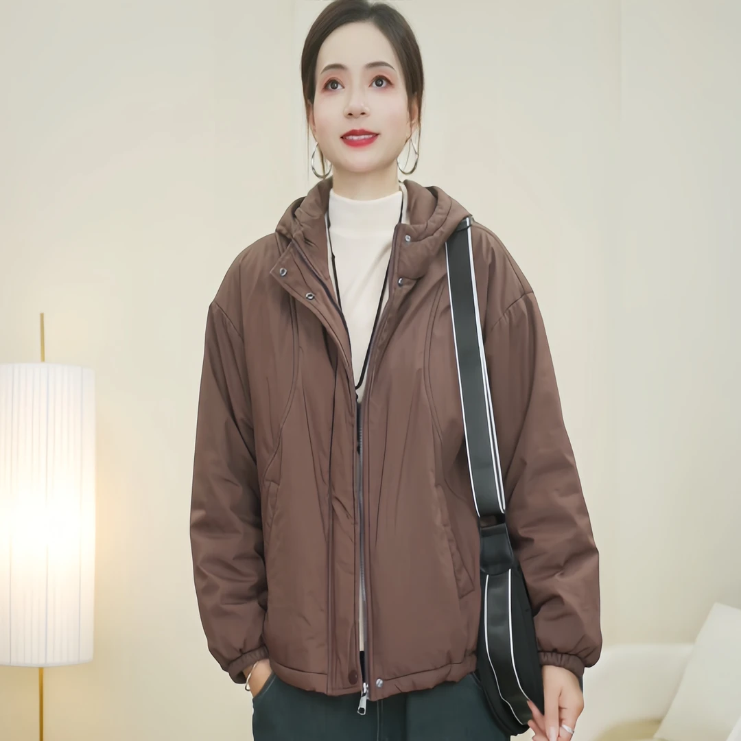 冬季新款时尚休闲百搭连帽棉服外套宽松显瘦厚款保暖棉衣女292