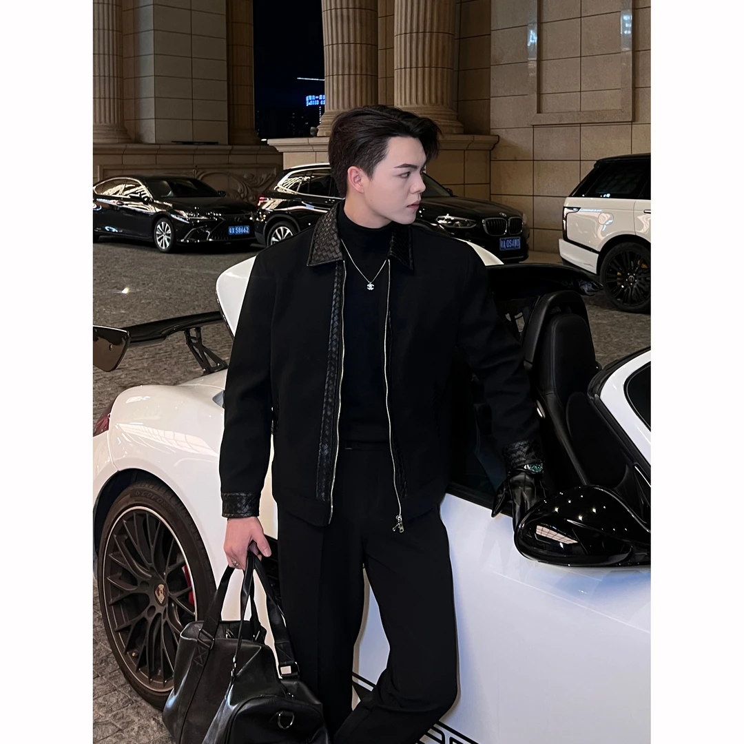 【KRUN】原创设计贵公子高级感翻领休闲短宽小香夹克外套男