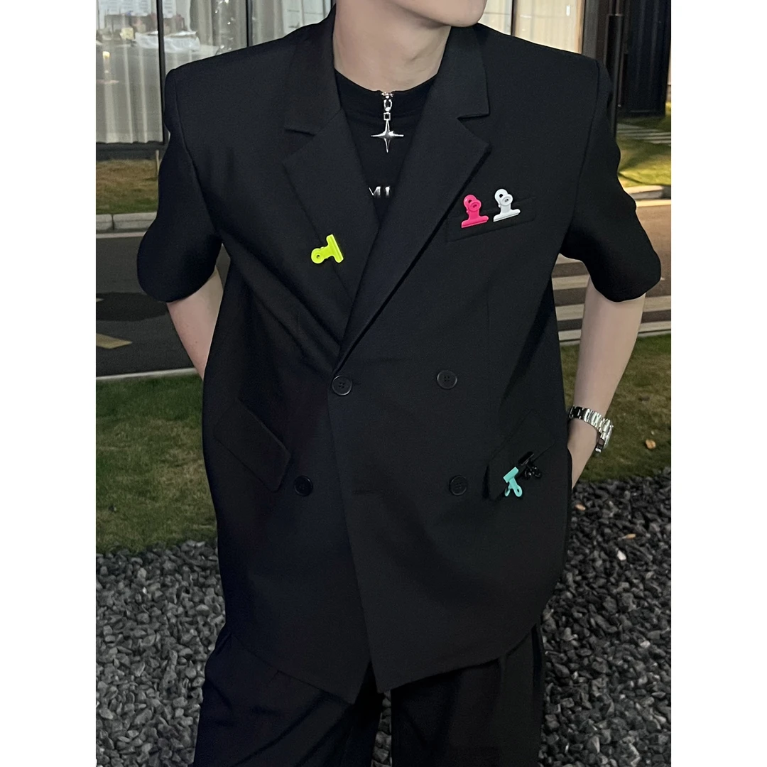 【618】小众高级垫肩西服外套宽松廓形垂感西装男1116-夹子西装