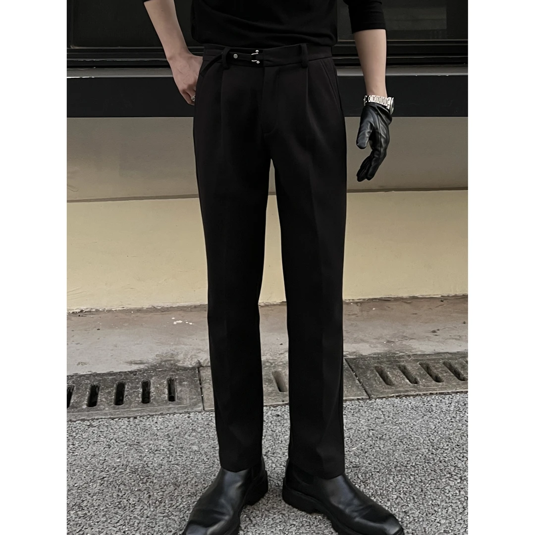 【618】秋冬新款毛呢垂感直筒西裤轻奢百搭西裤男西装裤-29154