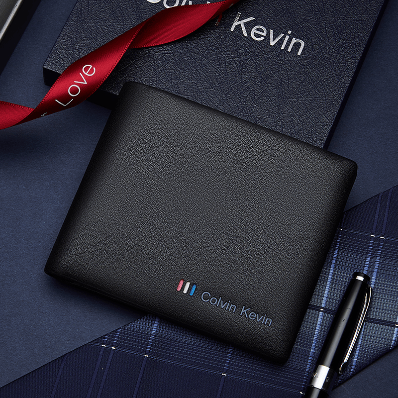 colvin kevin COLVINKEVIN正品轻奢男士钱包头层牛皮短款真皮个性韩版生日礼物