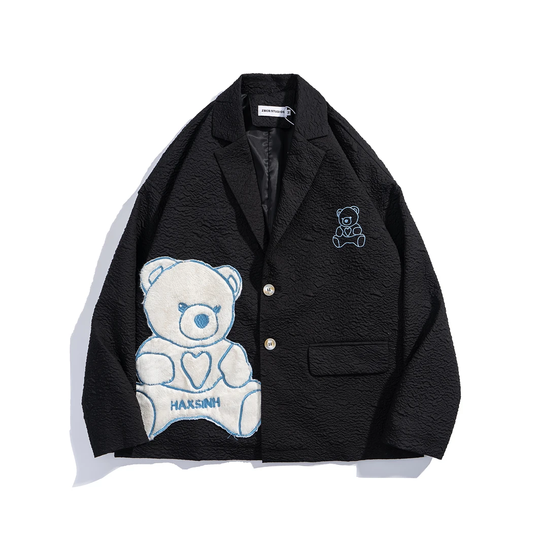 美式街头字母刺绣格子绿色棒球服国潮牌嘻哈宽松男女情侣外套1611