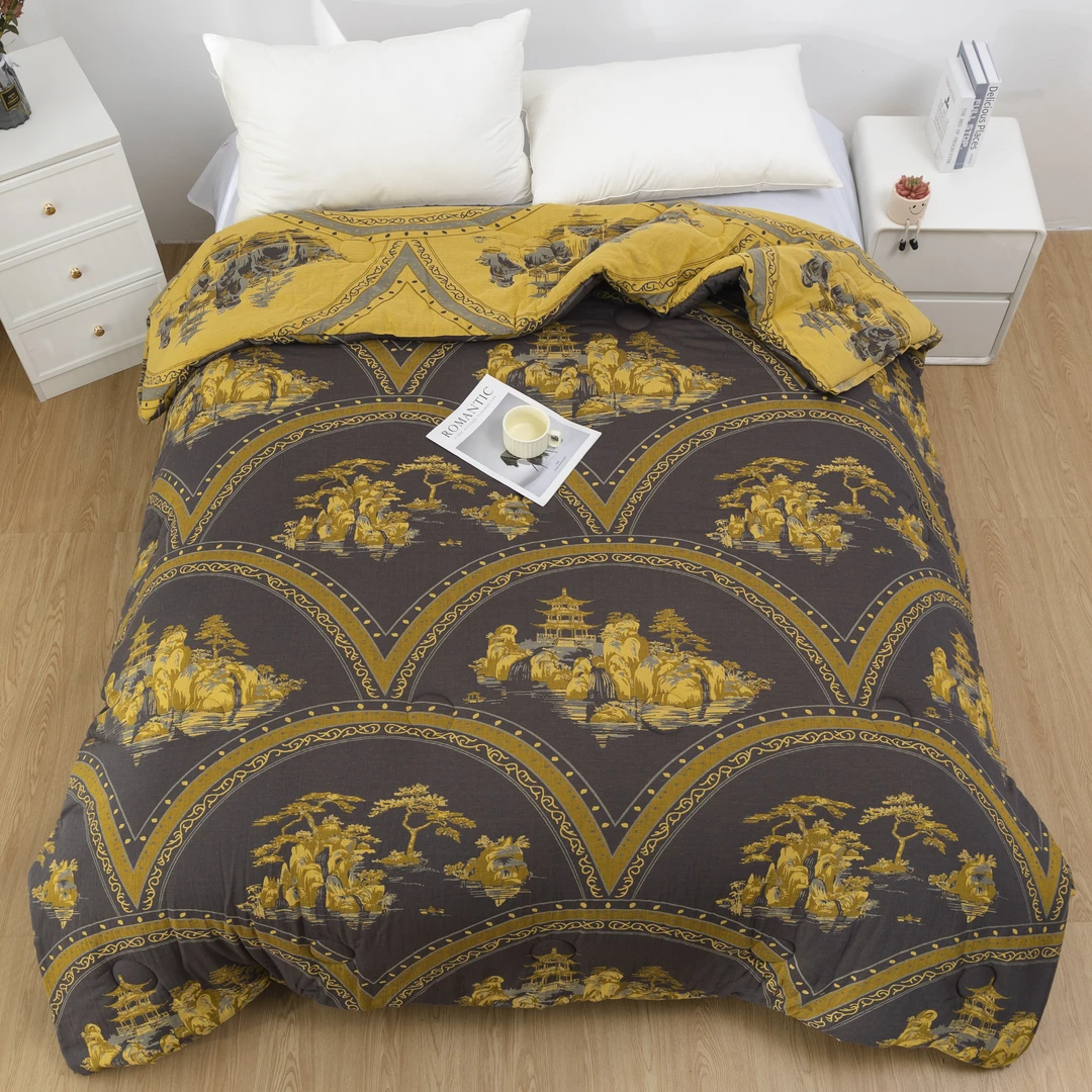 单人【黑金玉树被子】1.5*2.0M纯棉双层纱高端A类亲肤透气可机洗