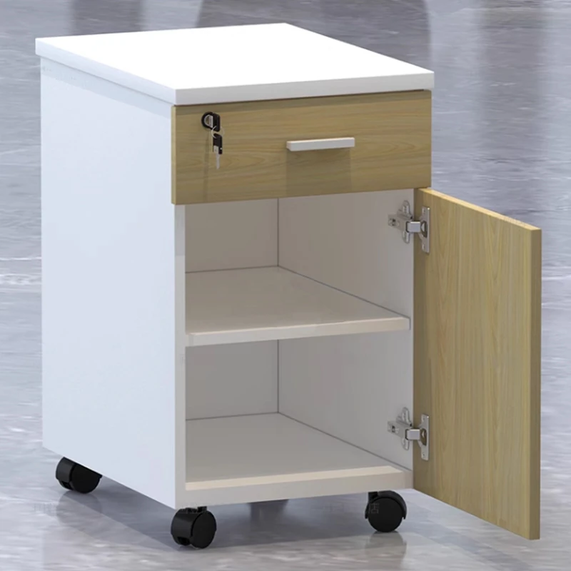 带锁带抽屉活动柜移动柜带轮子主机架小柜矮柜