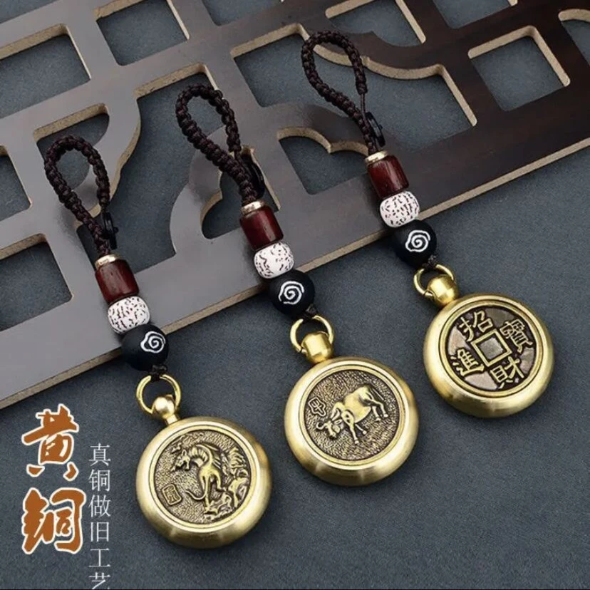 【老师推荐】黄铜十二生肖转钱汽车钥匙扣挂件创意手把件属相挂饰