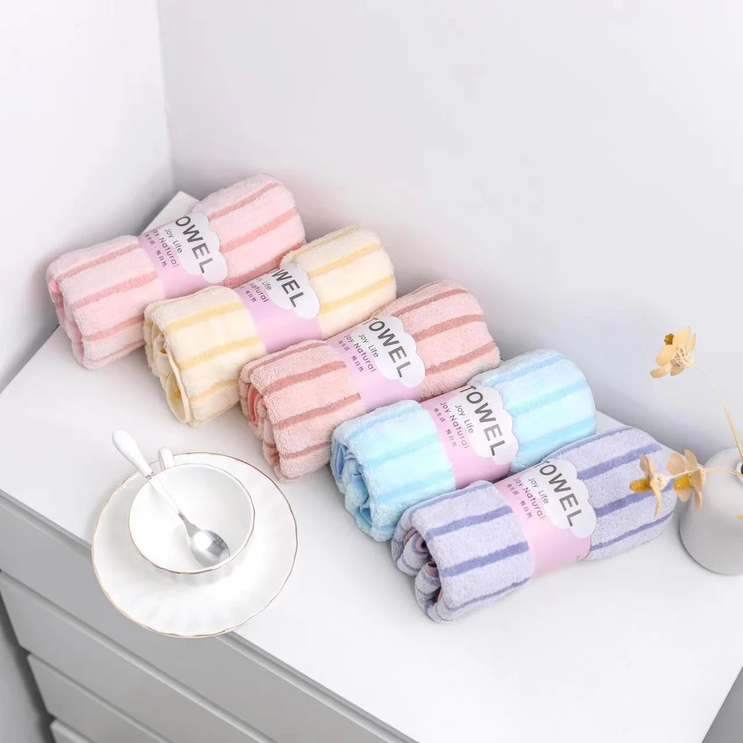 5条装珊瑚绒多色加厚洗吸水大毛巾可爱高档洗脸速干家用毛巾男士