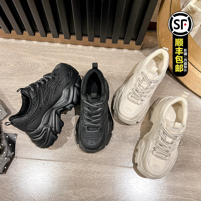 BL加肥胖脚【静哥加宽大码女鞋】KY35063厚底加绒老爹鞋休闲运动鞋