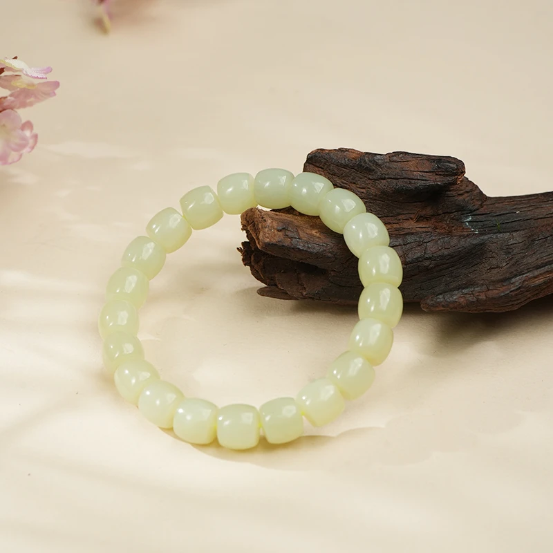 【鑫浩精品店】新疆和田玉-黄玉卡10mm极限弧手串一条 时尚女士