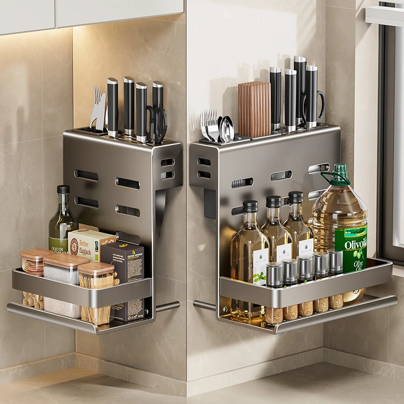 架筷子筒砧板架置物架透气多功能家用免打孔储物壁挂式沥水