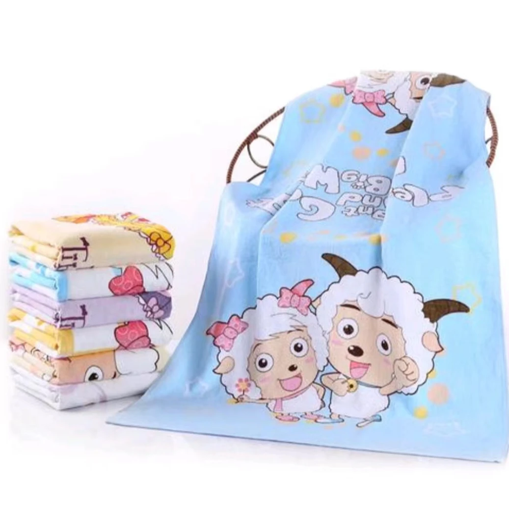 jieyu/洁玉微瑕喜羊羊A类纯棉薄款柔软印花浴巾毛巾抱毯毛毯盖毯