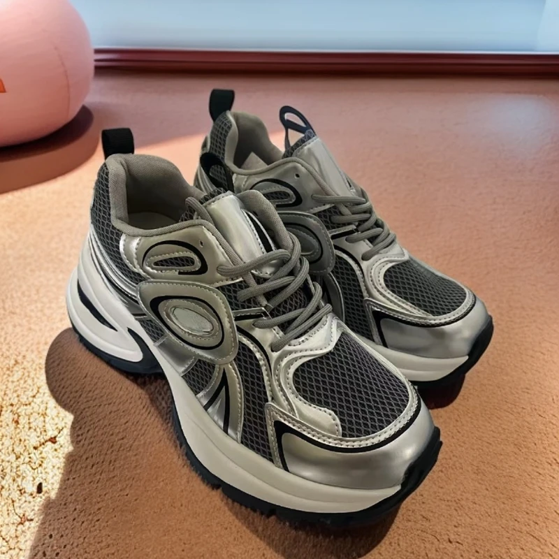 001—100女鞋时尚百搭女士夏季春季潮鞋厚底网面黑色潮流秋季