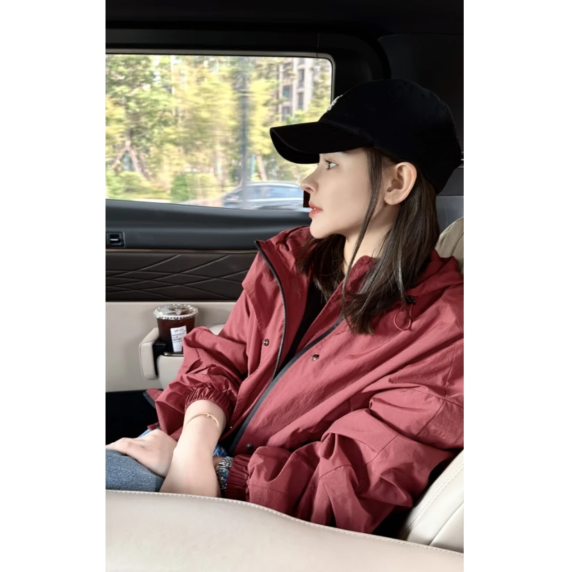 LAZYVISION【枫叶】户外休闲防风连帽外套女士时尚夹克ZMD-21274