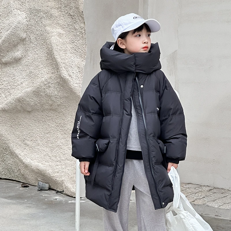 【呦奇】新款童装加厚保暖白鸭绒儿童长款羽绒服U226032