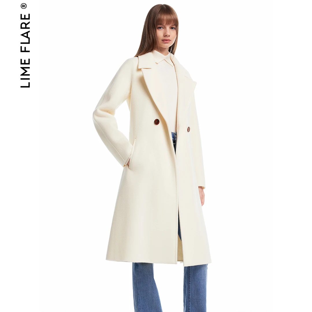 【100纯羊毛】福莱尔双色娃娃领双面呢毛呢子大衣2024年冬季