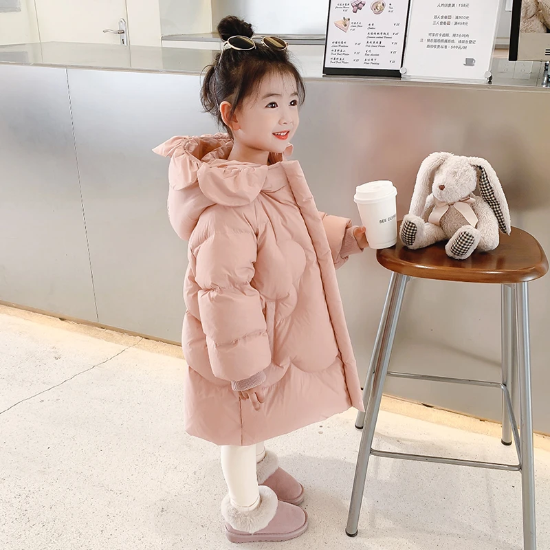 【秒杀/商场同款】女童羽绒服中长款加厚小童幼童女宝宝款洋气外套