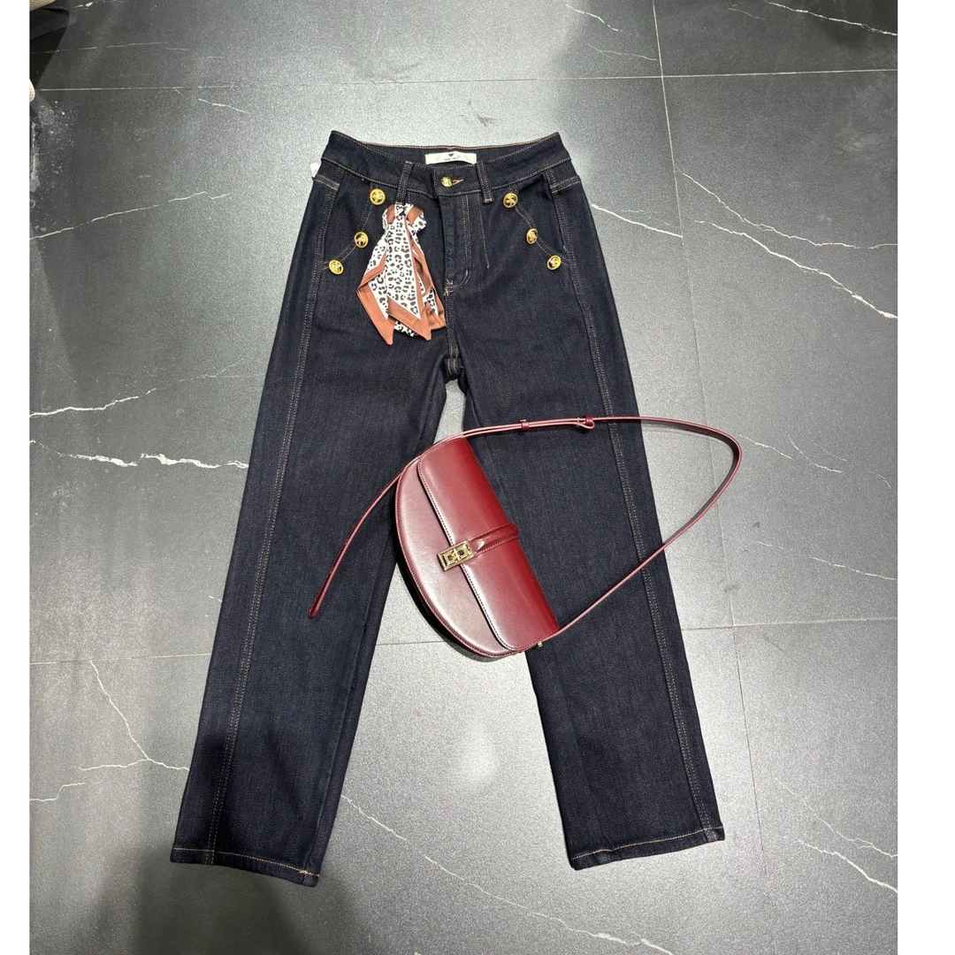 【小韩家】欧货2024新款时尚气质加绒休闲牛仔裤