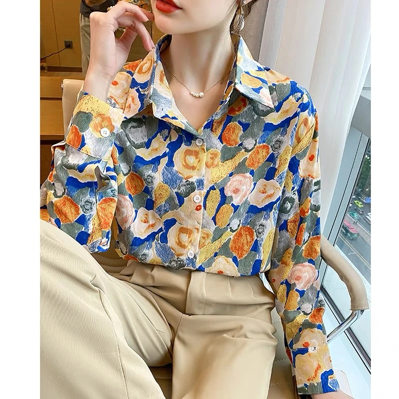 港风高定设计款衬衫港味小众复古休闲春夏装碎花设计感DR气质时尚