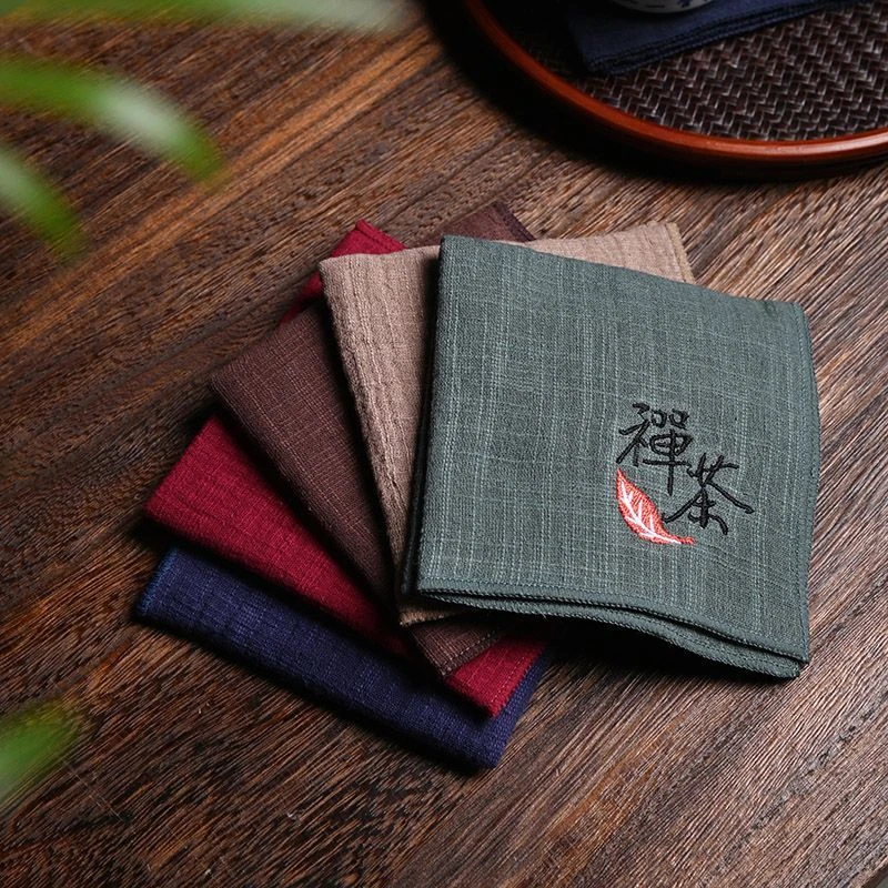 吸水棉麻茶巾加厚小方巾禅意茶布养壶巾高档抹布垫布中式茶道配件