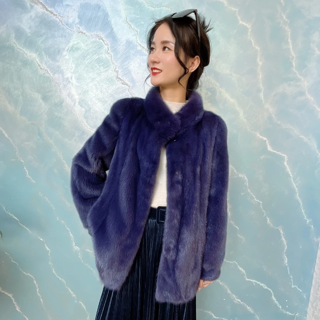 【貂蒂】秋冬新款立领中长款水貂外套XLDD03