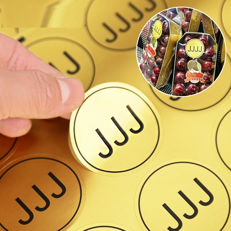 车厘子2J3J4J分级高档烫金不干胶标签圆形樱桃贴纸定制包邮z