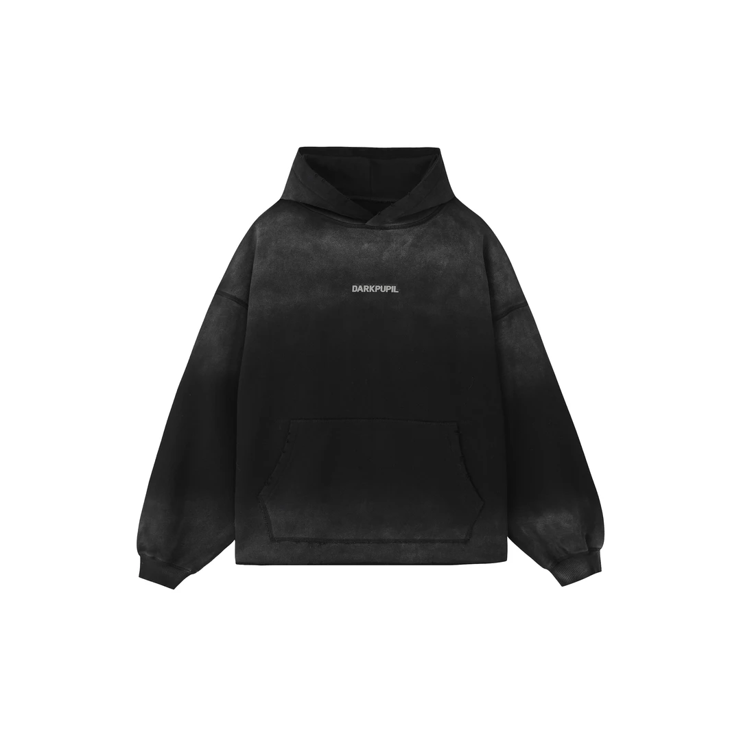DARKPUPIL做旧落色卫衣连帽套头衫重磅复古高街水洗破坏vintage男