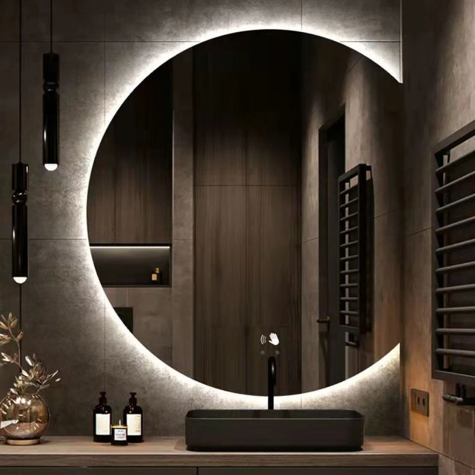 异形半圆控温功能智能浴室镜化妆镜发光除雾镜卫生间镜子LED灯镜