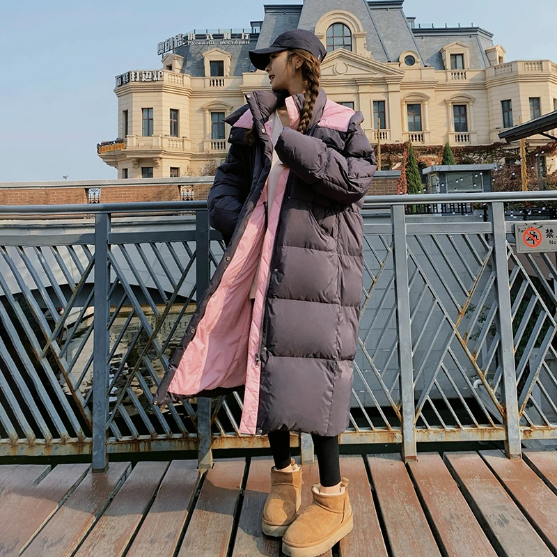 奶呼呼90白鸭绒羽绒服女冬季2023新款韩版宽松长款过膝加厚面包服