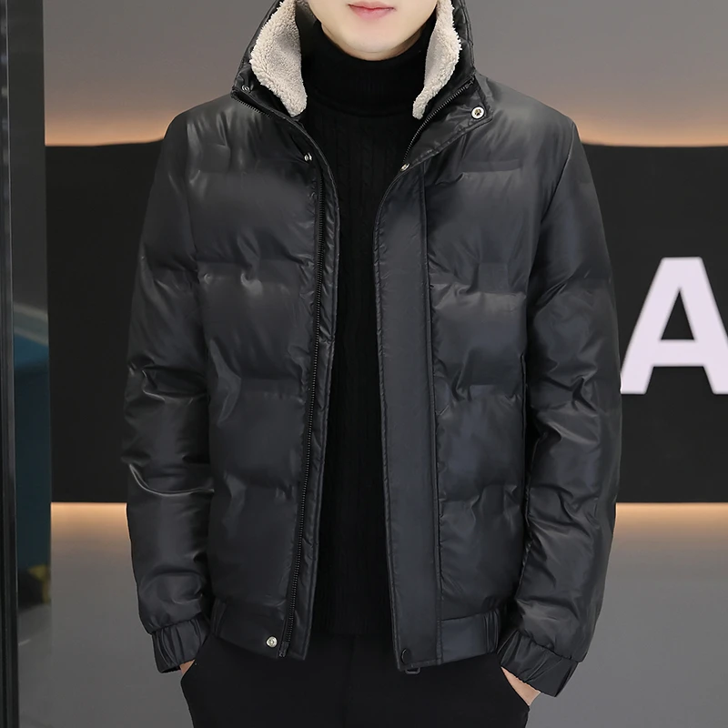 休闲冬款棉袄冬天男款爆款豪麦爆男士羊羔翻领加加厚立领纯色衣