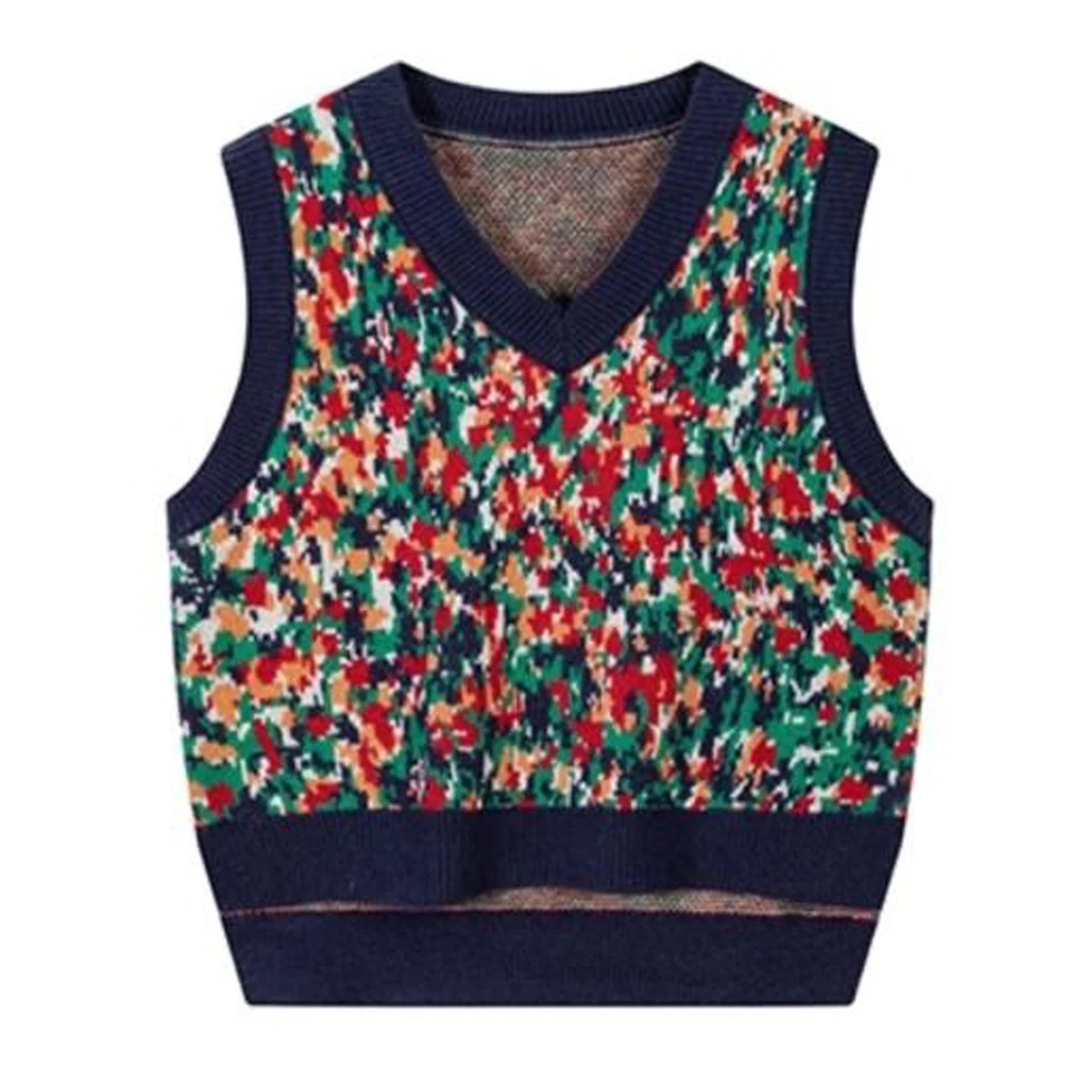 5238儿童个性重工繁花马甲春秋款中大童无袖前短下摆设计