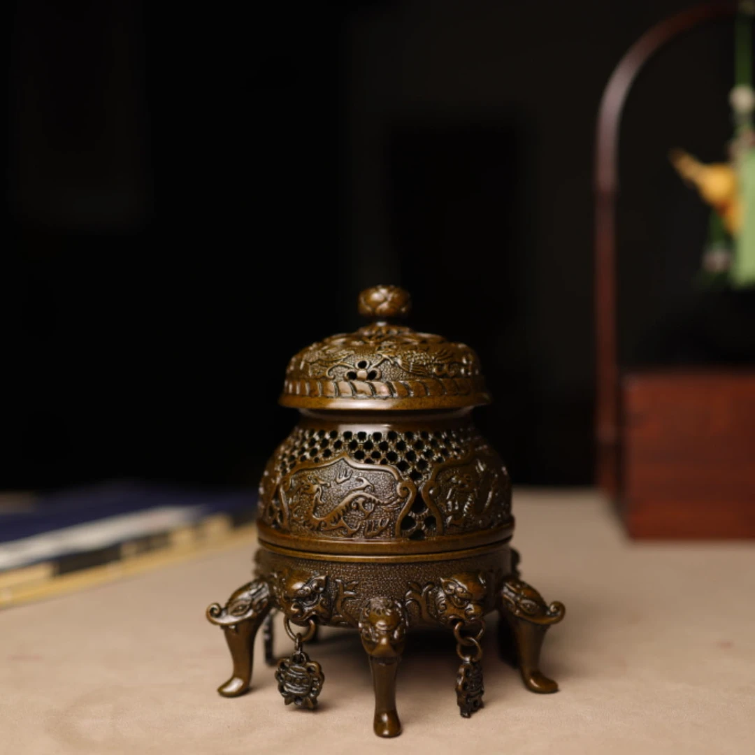 赵玉保手工铜炉 錾刻帝王小号