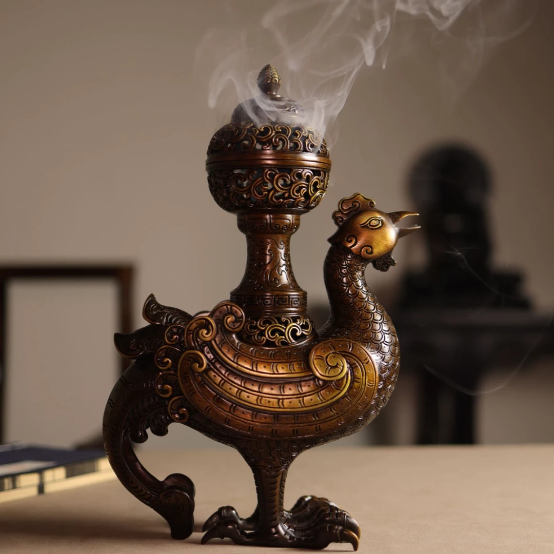 赵玉保手工铜香炉 玄鸟