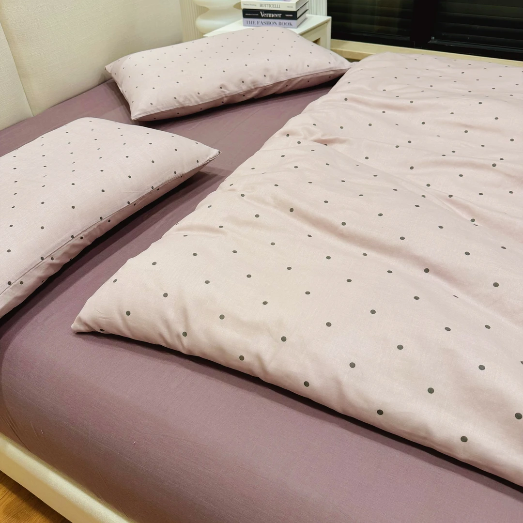 芋泥波波全棉双层纱床上四件套纯棉复古小碎花双人1.8m床被套