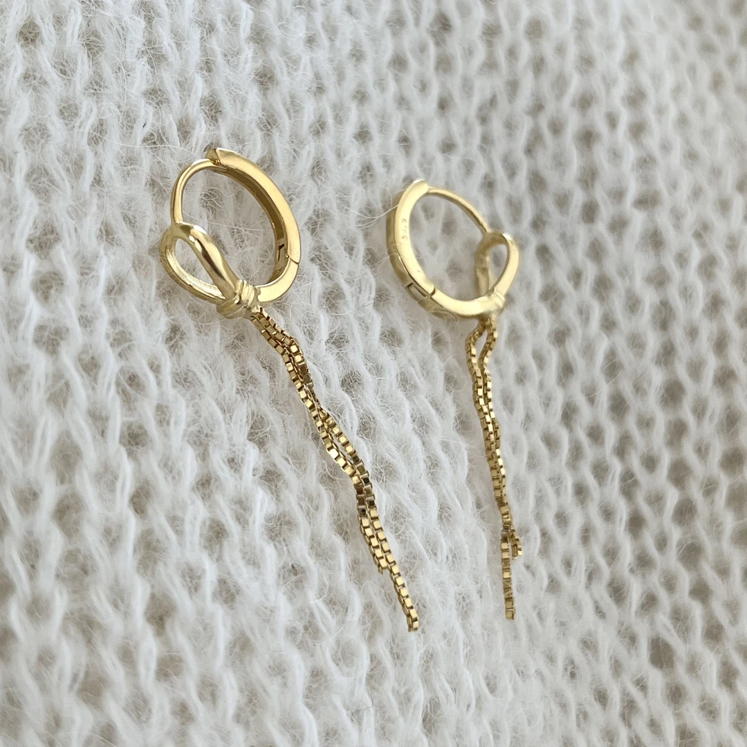 925银耳饰 韩ins风时尚百搭气质简约 打结流苏耳环轻奢复古法式