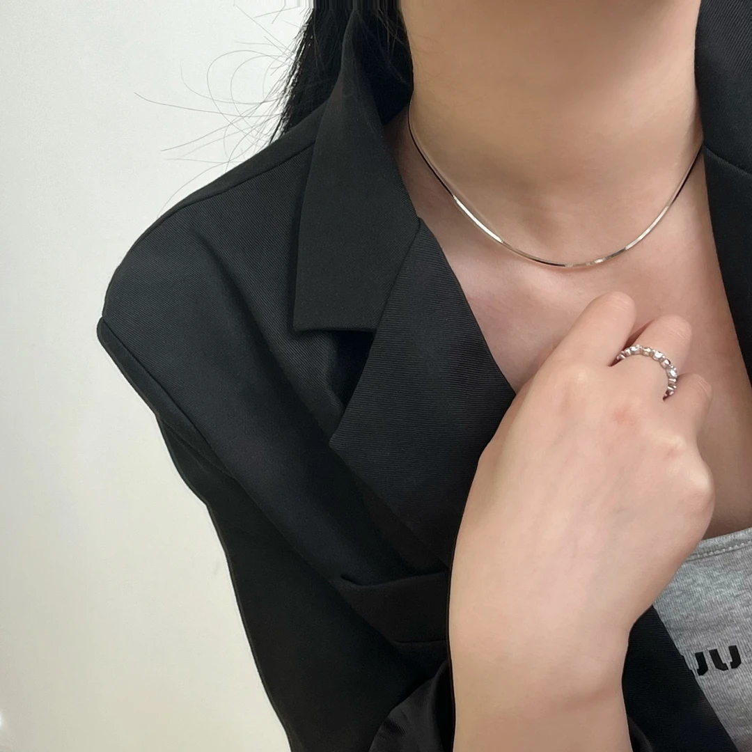 坠链均925银 韩ins时尚百搭气质简约 四方蛇骨链个性轻奢小众叠戴