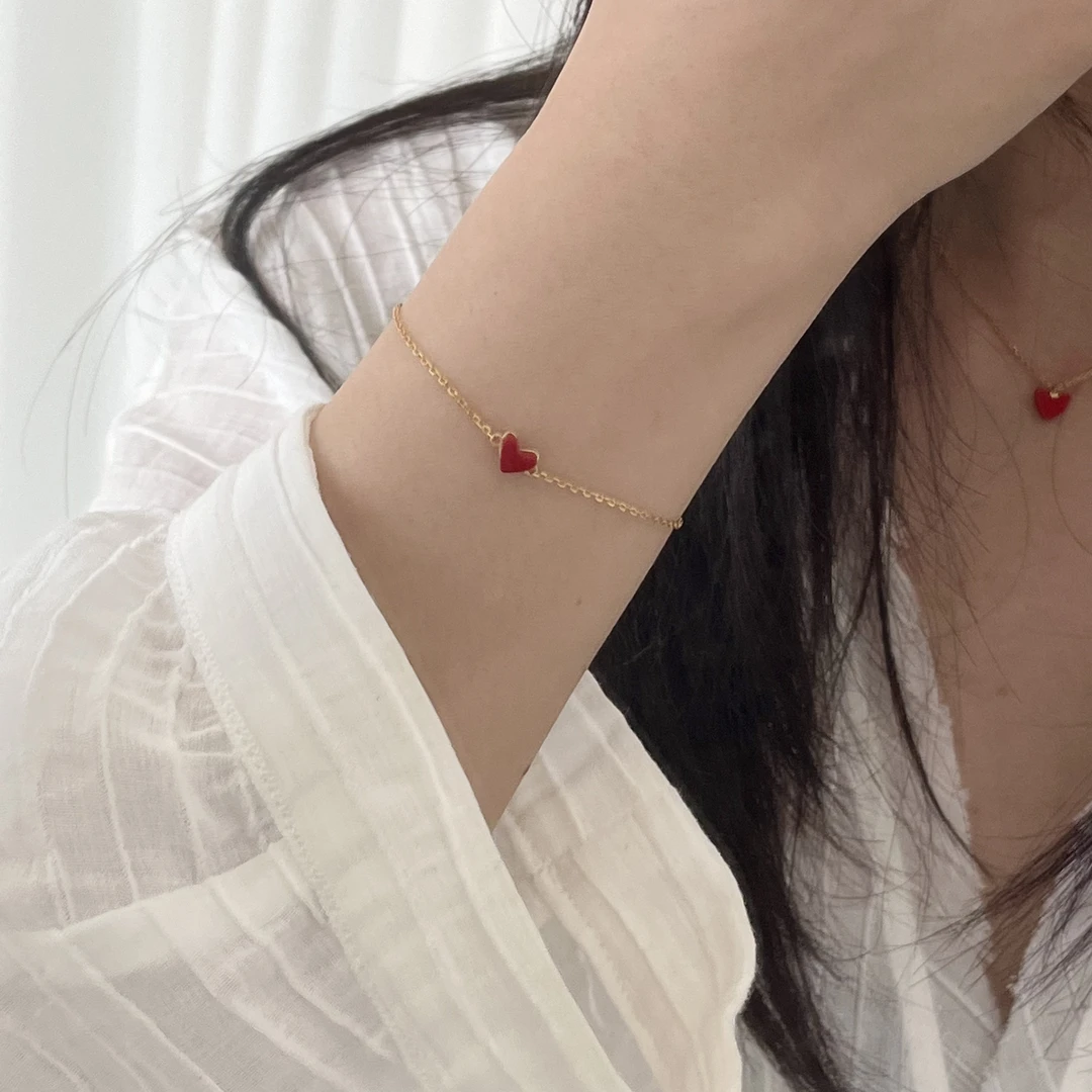925银手链 韩ins风时尚百搭气质简约 立体小红心手链