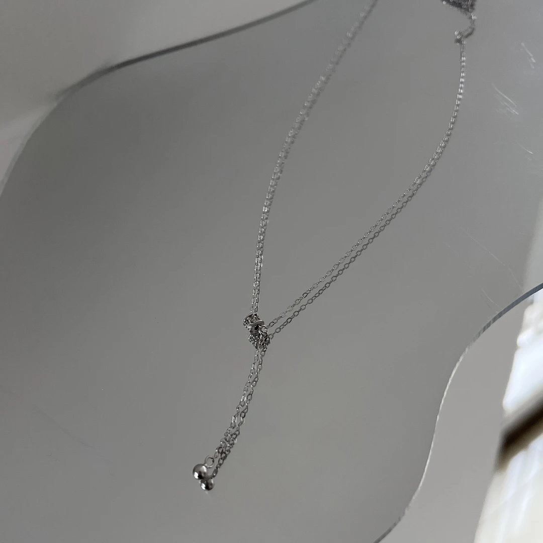 坠链均足银合成锆石 韩版百搭气质简约 路路通y字链轻奢时尚小众