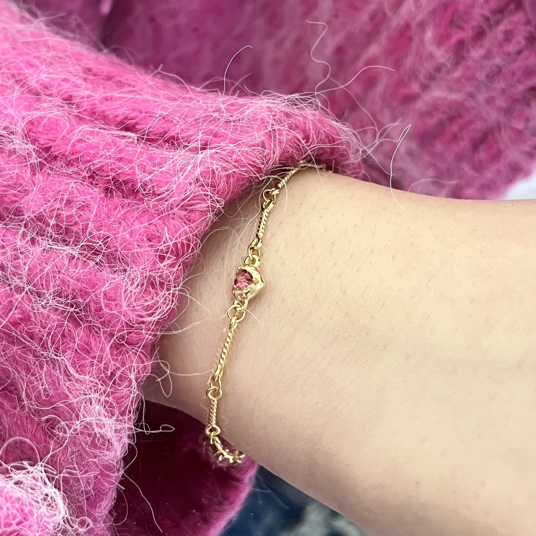 925银合成锆石手链 韩ins风时尚百搭气质简约 梅子熔岩爱心手链