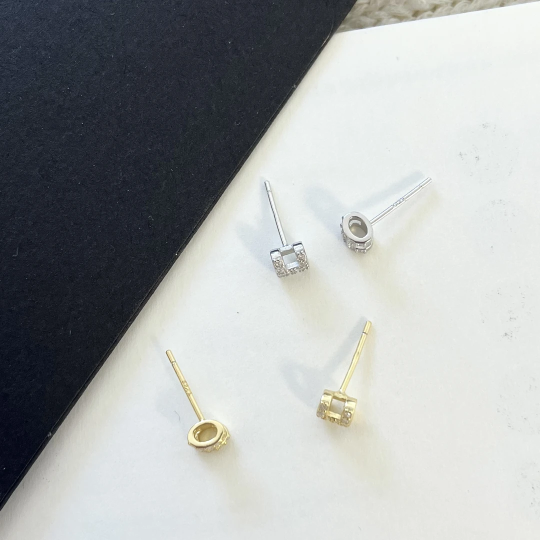 925银合成锆石耳饰 韩ins风时尚百搭气质简约 小h耳钉