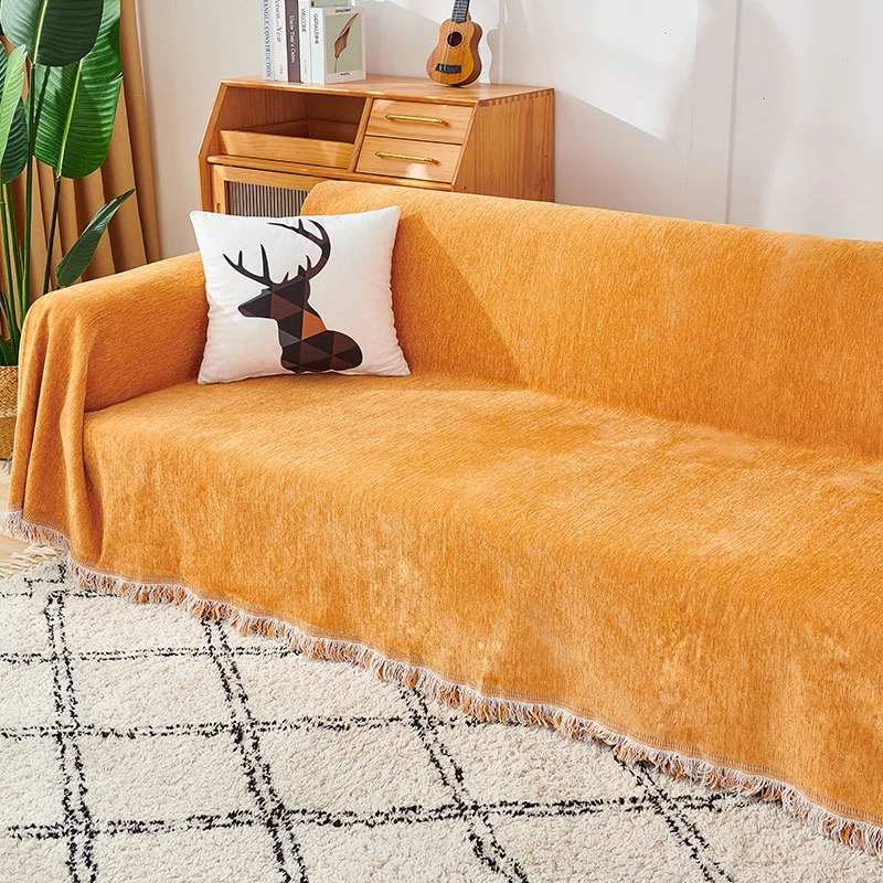 沙发盖布巾雪尼尔防猫抓防滑沙发垫全包纯色简约现代盖毯防尘盖布