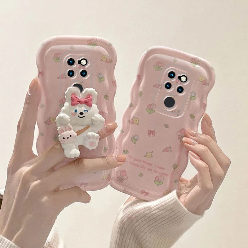 新款华为mate20波浪手机壳HMA-AL00保护套蝴蝶结兔兔