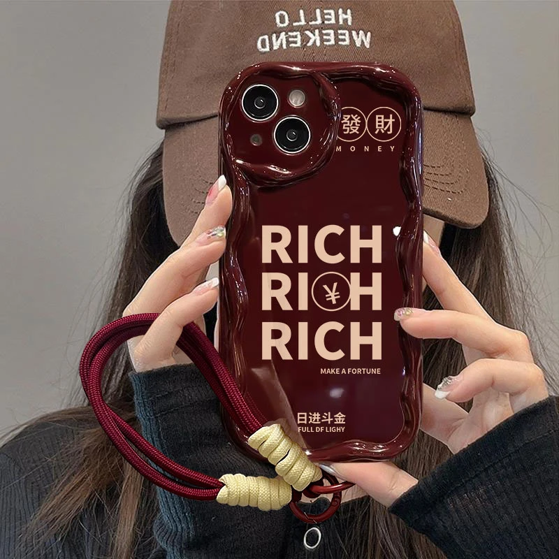 新款RICH苹果华为oppo小米vivo曲边纹全包防摔高颜值手机壳小清新