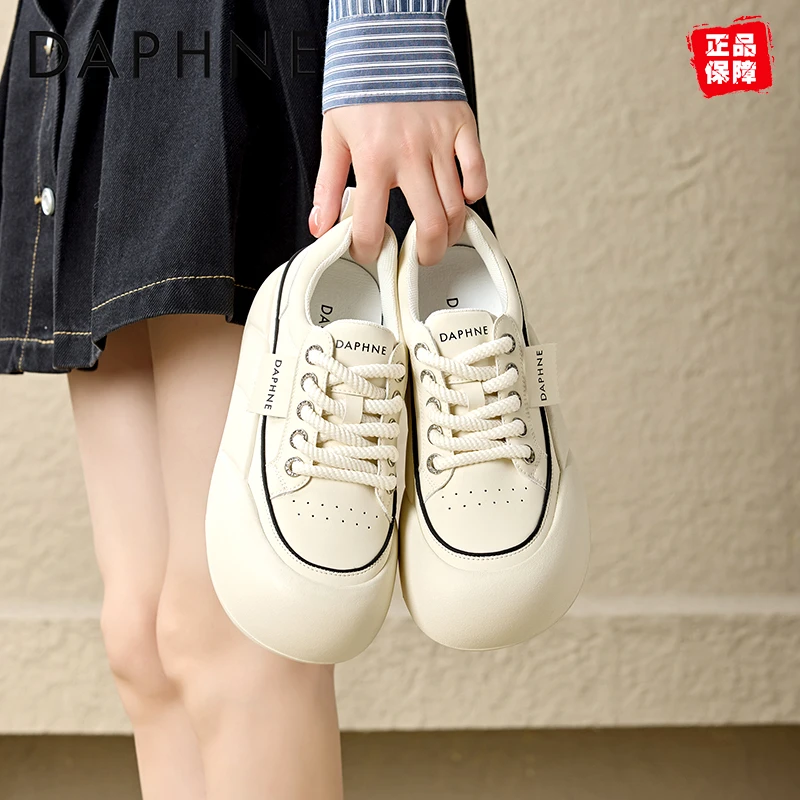 达芙妮厚底小白鞋女2024款秋季百搭运动休闲板鞋丑萌面包鞋旅游鞋