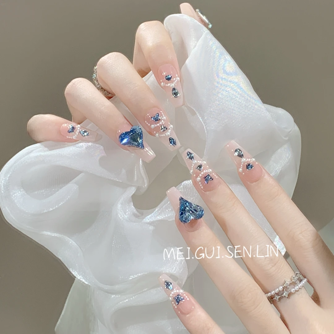 GZ大歪心的人鱼姬 玫瑰森林穿戴甲彩色大歪心钻饰款手工穿戴美甲