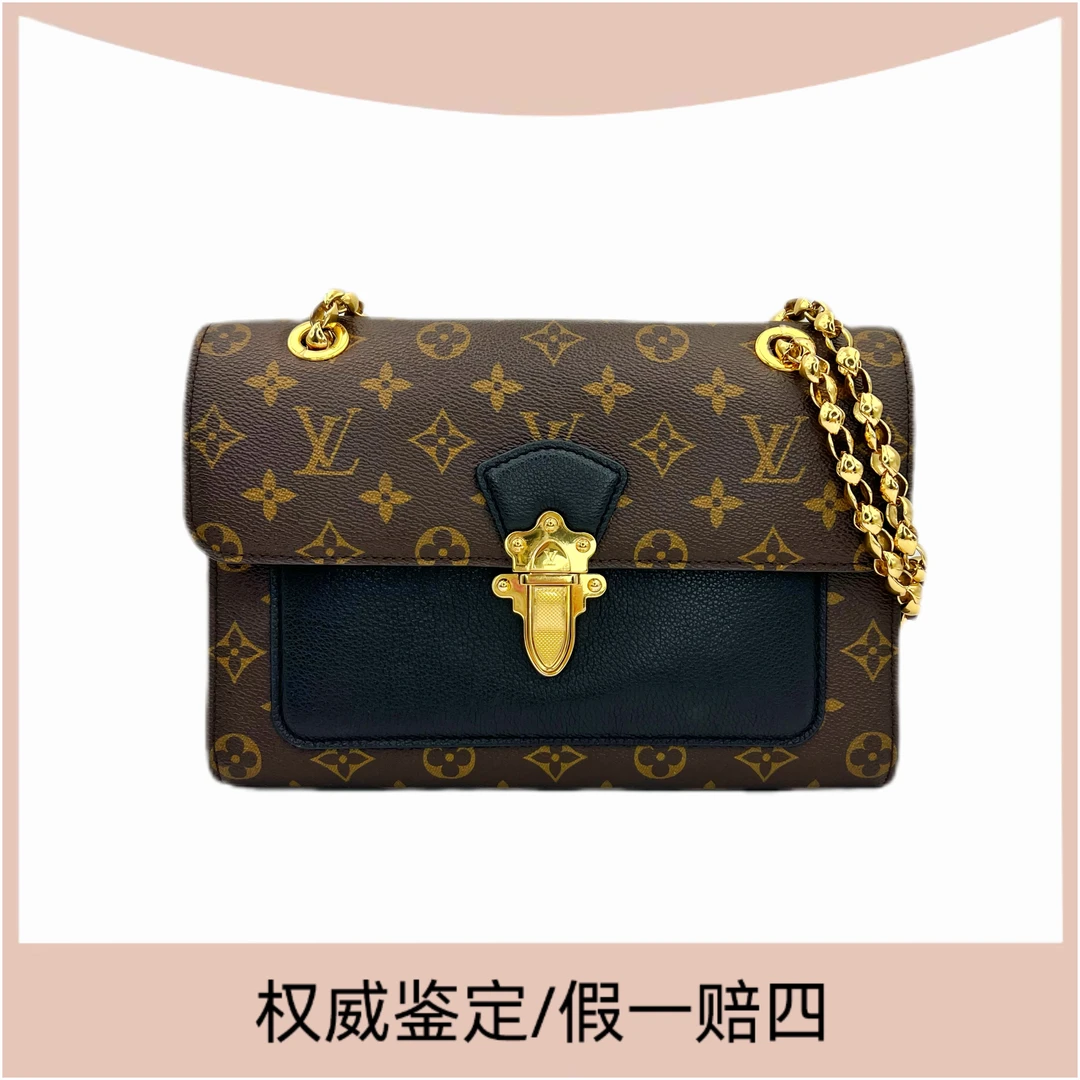 99新 LouisVuitton/路易威登 老花维多利亚翻盖单肩斜跨包(琳达)