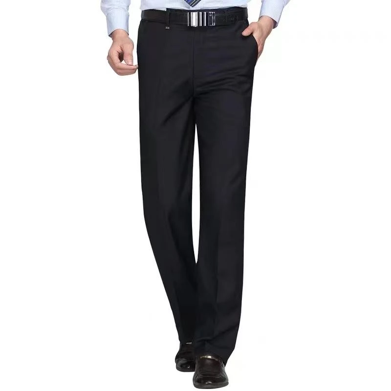 冬季新款男士西裤高腰宽松商务直筒正装西裤垂感免熨烫西装裤989